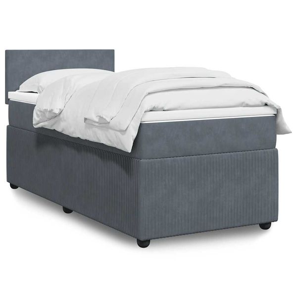vidaXL Posteľný rám boxspring s matracom tmavosivý 90x200 cm zamat