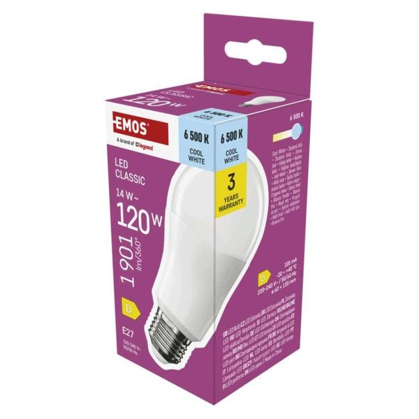 LED žiarovka Classic A60 / E27 / 14 W (120 W) / 1901 lm / Studená biela