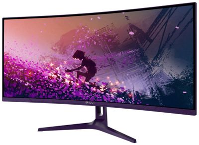AROZZI NOVA herní monitor 34" 34T2K165 Purple/ LED/ 3440x1440/ 165Hz/ VA/ 4000:1/ 1ms/ 2xHDMI/ 2xDP/ fialový LED monitor, herní, prohnutý, 34", VA, 3440×1440, 21:9, 1ms, 165Hz, 2× HDMI, 2× DisplayPort, repro, fialový, en. tr. F