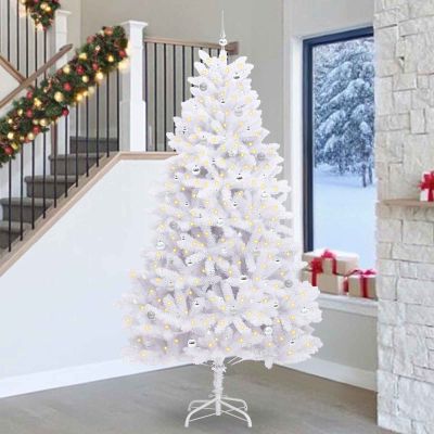 vidaXL Umelý Sklápací Vianočný Stromček Biela 270 cm PVC a oceľ