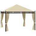 vidaXL Altánok so závesmi krémový 3,5x3,5x3,1 m oceľový 140g/m²