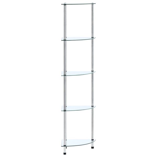 vidaXL Regál s 5 policami, priehľadný 30x30x130 cm, tvrdené sklo