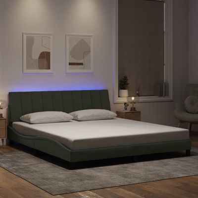 vidaXL Rám postele s LED bez matraca Hankobledosivý 180x200 cm zamat