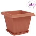 vidaXL Kvetináče 24 ks Tehlovo červená Plast