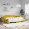 vidaXL Denná posteľ s rozkladacou posteľou žltá 90x200 cm zamat