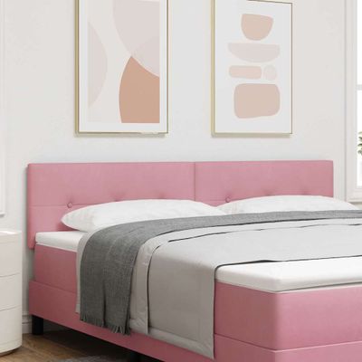 vidaXL LED hlavová doska s LED pásikmi Ružová 180 cm Zamat