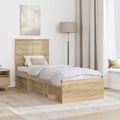 vidaXL Rám postele Sonoma dub 75 x 190 cm Masívne borovicové drevo