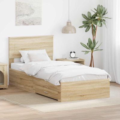 vidaXL Rám postele Sonoma dub a striebro 75 x 190 cm Kompozitné drevo