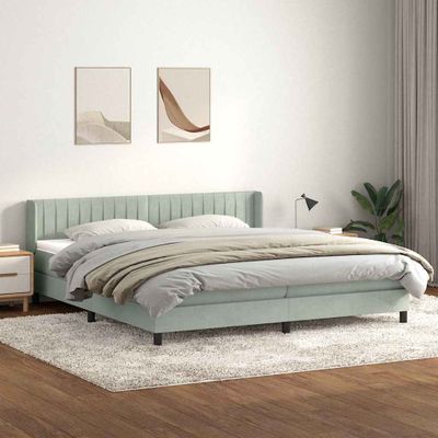 vidaXL Box Spring Posteľ s matracom Svetlosivá 180x220 cm Zamat