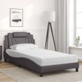 vidaXL Posteľ Viana s matracom sivá 100x200 cm umelá koža