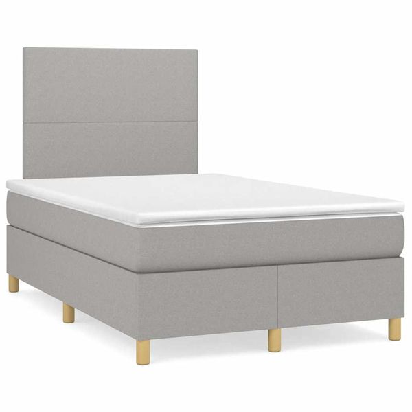 vidaXL Boxspring posteľ s matracom a LED, svetlosivá 120x190 cm, látka
