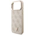 Puzdro Guess Case Magsafe 4G PU Leather s trojuholníkovým logom a zlatým kovovým rámom fotoaparátu pre iPhone 17 Pro Max ružové