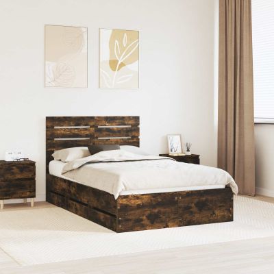 vidaXL Rám postele Dymová dub 135 x 190 cm Inžinierske drevo