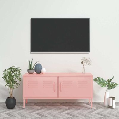 vidaXL TV skrinka ružová 105x35x50 cm oceľ