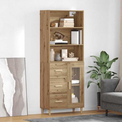 vidaXL Highboard Remeselný dub 69,5 x 34 x 180 cm Kompozitné drevo