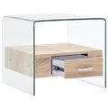vidaXL Konferenčný stolík so zásuvkou 50x50x45 cm, tvrdené sklo