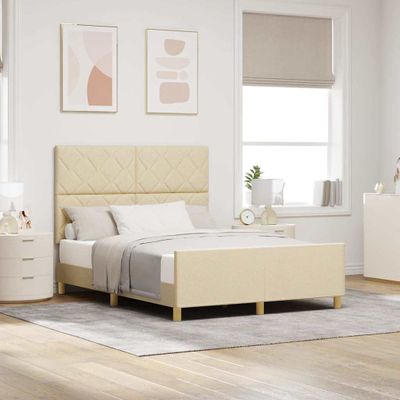 vidaXL Rám postele s čelnou doskou Krémová 160 x 200 cm látka