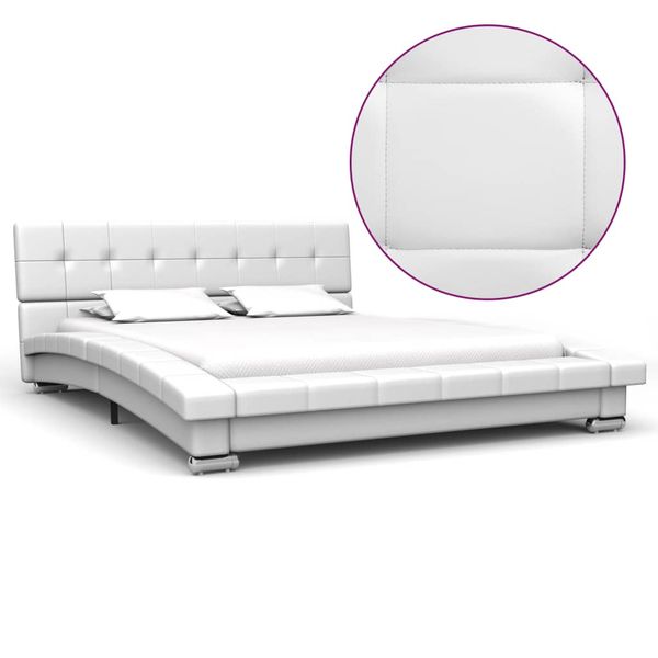 vidaXL Posteľný rám biely 200x120 cm umelá koža