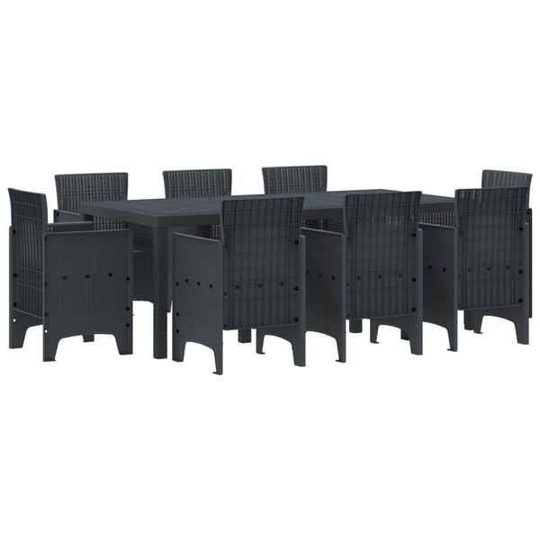 vidaXL Záhradný jedálenský set 9 pcs Antracit Polypropylén