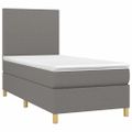 vidaXL Posteľ boxsping s matracom a LED tmavosivá 80x200 cm látka