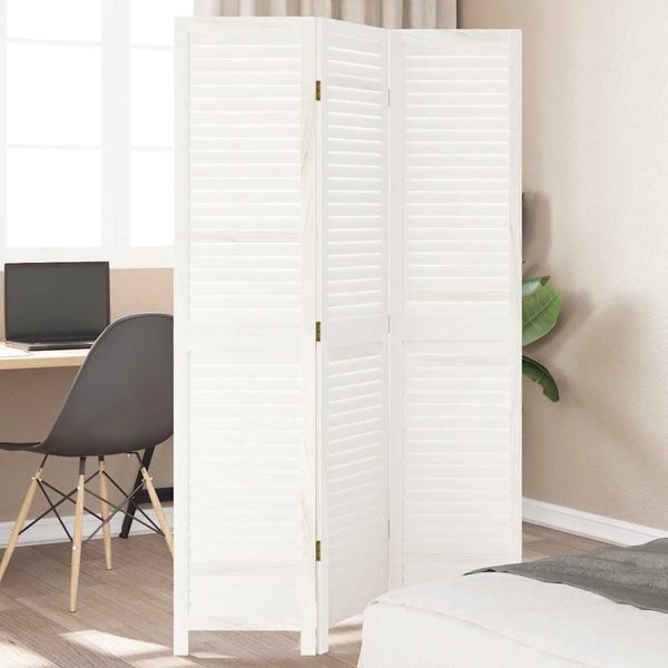vidaXL Paraván 3 panely biely masívne drevo paulovnie