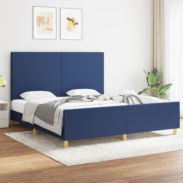 vidaXL Posteľ bez matraca modrý 180x200 cm látka