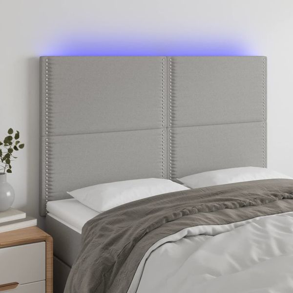 vidaXL Čelo postele s LED bledosivé 147x16x118/128 cm látka
