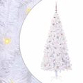 vidaXL Umelý vianočný stromček s 300 LED-i Biela 180 cm PVC a oceľ