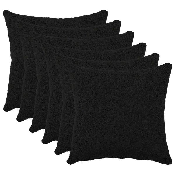 vidaXL Poťah na podložku 6 pcs HEERLEN Čierna 30 x 30 cm Bouclé