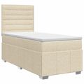 vidaXL Posteľ boxspring s matracom Krémová 90 x 200 cm Látka
