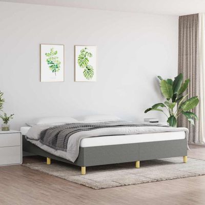 vidaXL Posteľ bez matraca tmavosivá 160x200 cm látka