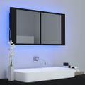 vidaXL LED kúpeľňová zrkadlová skrinka čierna 90x12x45 cm akryl