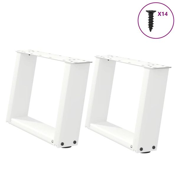 vidaXL Nohy konferenčného stolíka v tvare U, 2 ks, biele, 40 x (30-31) cm, oceľové