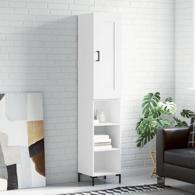 vidaXL Vysoká skrinka biela 34,5x34x180 cm spracované drevo