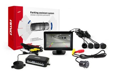 Parkovací asistent TFT01 4,3" s kamerou HD-307-IR 4 senzory čierna