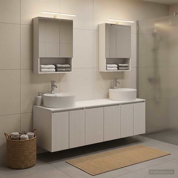 vidaXL Set kabinetov do kúpeľne 5 pcs Biela Kompozitné drevo