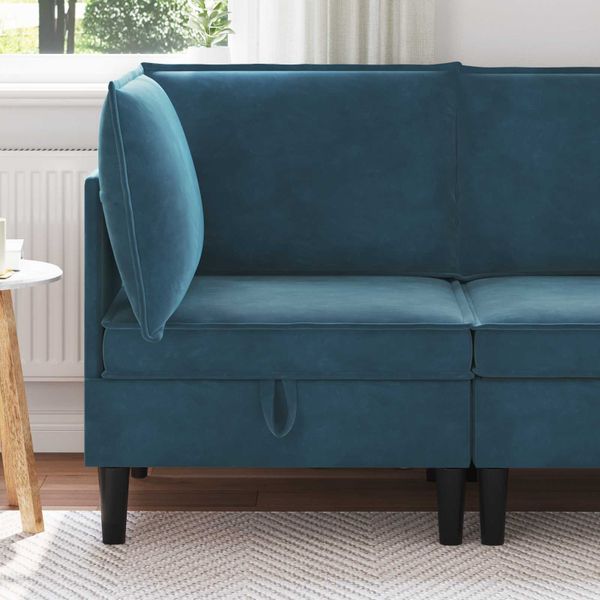 vidaXL Sofa s úložným priestorom Modrá Zamat