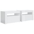vidaXL Nočné stolíky 2 ks s LED, lesklé biele 60x35x40 cm