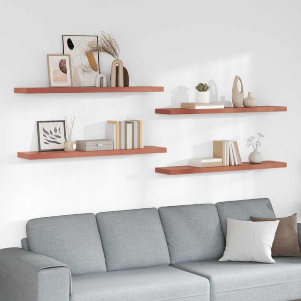 vidaXL Stenná polica 4 pcs Červená 120 x 23,5 x 4 cm Kompozitné drevo