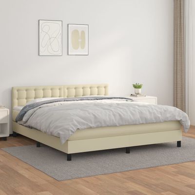 vidaXL Boxspring posteľ s matracom krémová 160x200 cm umelá koža