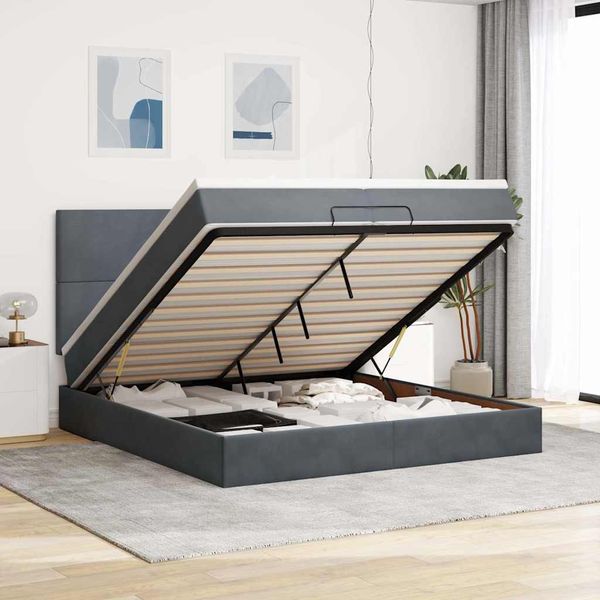 vidaXL Osmanský rám postele s matracmi tmavosivá 200x200 cm zamat
