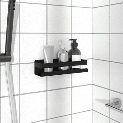 vidaXL Sprchová polica matná čierna 23x6,5x6 cm brúsená nerez.oceľ 304