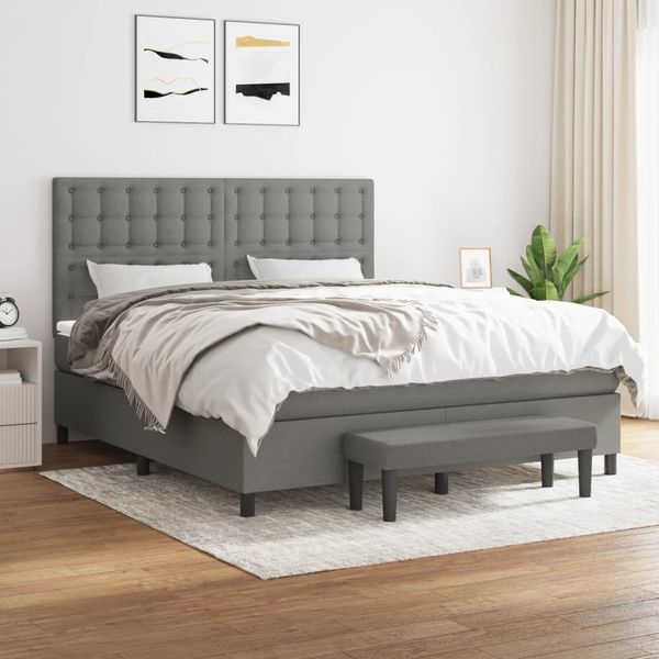 vidaXL Boxspring posteľ s matracom tmavosivá 180x200 cm látka