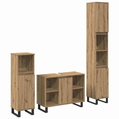 vidaXL Sada kúpeľňového nábytku s dverami 3 pcs Hnedá Kompozitné drevo