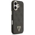 Puzdro Guess Magsafe 4G PU Kožené puzdro s trojuholníkovým logom a zlatým kovovým rámom fotoaparátu pre iPhone 17 hnedé