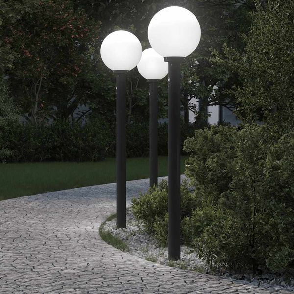 vidaXL Stĺpikové svetlá so senzorom 3 ks 120 cm čierne IP44