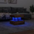 vidaXL Konferenčný stolík s LED svetlami staré drevo 50x50x40 cm