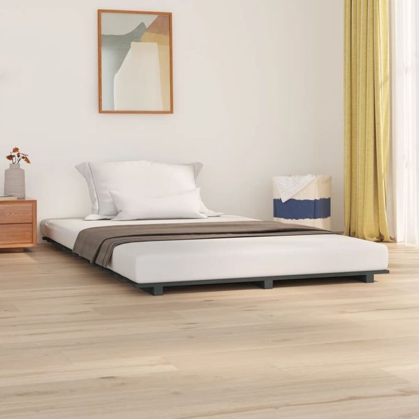 vidaXL Posteľný rám sivý 150x200 cm borovicový masív