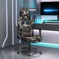 vidaXL Herná stolička s podnožkou maskovacia a čierna látková
