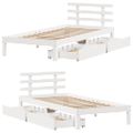vidaXL Posteľný rám so zásuvkami biely 90x200 cm borovicový masív